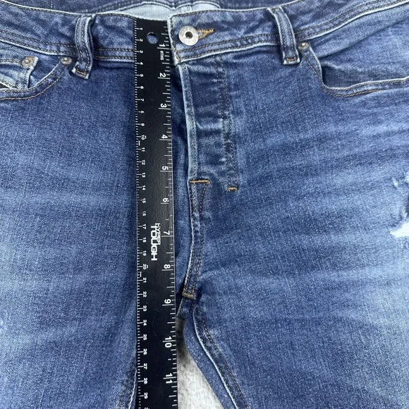 Diesel Jeans Mens 33x34 Zatiny Distressed Regular Bootcut C84ZX Button Fly Blue - Picture 9 of 16
